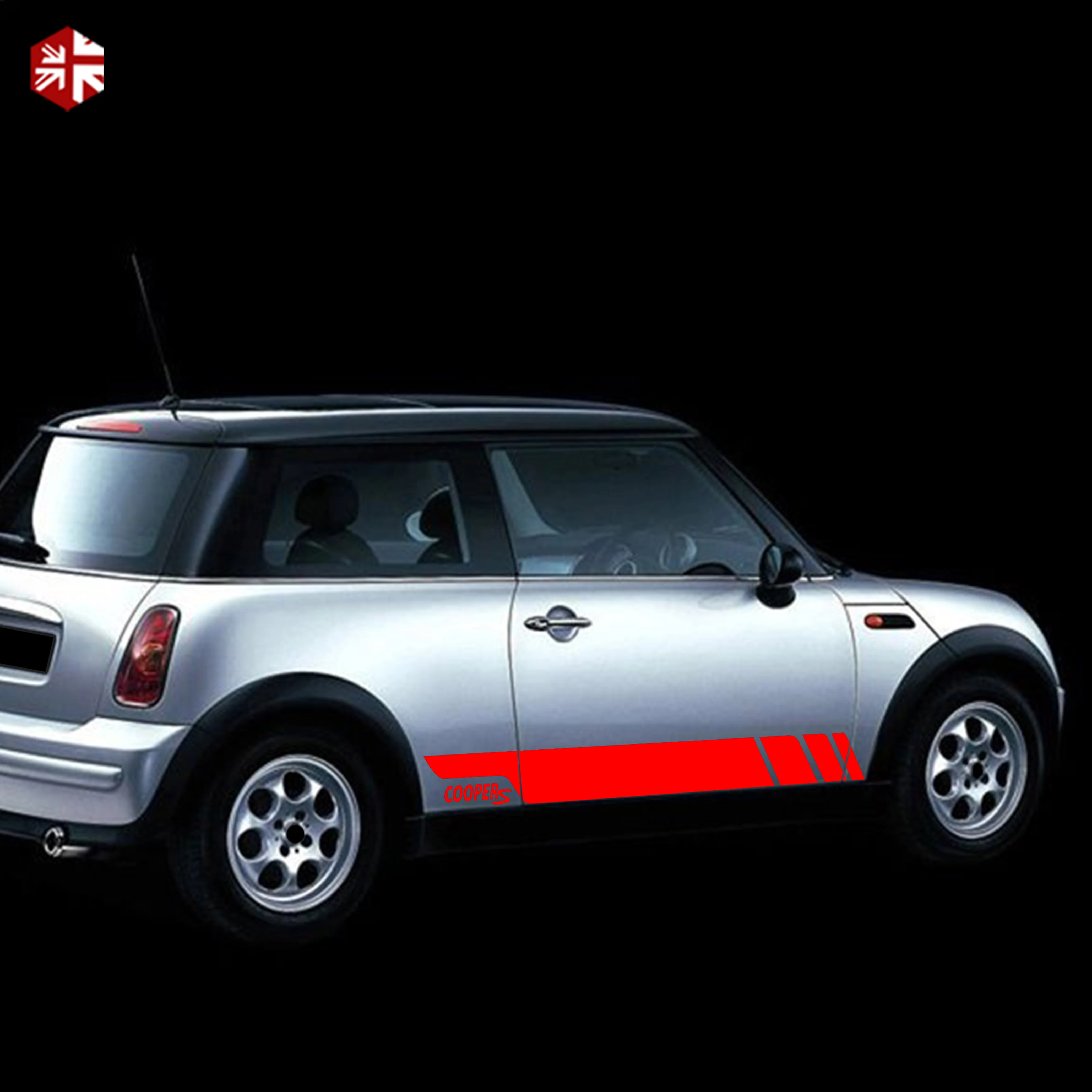2 Pcs Car Styling Cooper S Graphics Vinyl Decal Racing Door Side Stripes  Sticker For MINI Cooper S R50 R52 R53 One Accessories