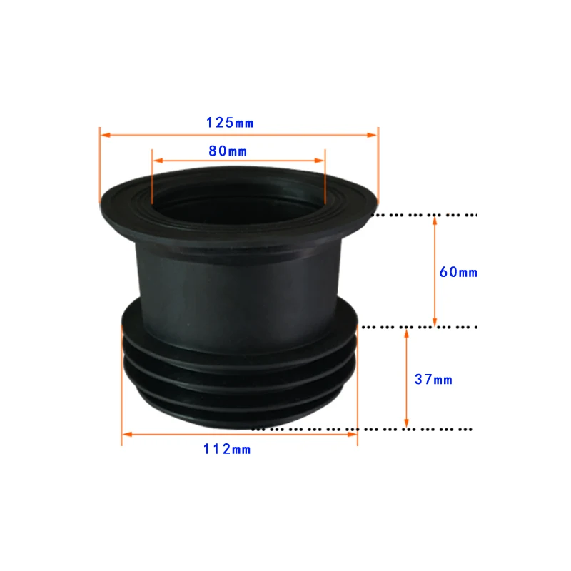 Toilet Spill Sealing ring Drain pipe Anti-leak Deodorant ring Toilet Base Drainage fittings Heighten durable Rubber flange
