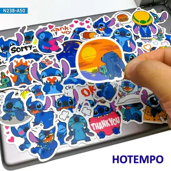 

50pcs Cute Lilo Stitch Cartoon Stationery Anime Scrapbooking Stickers for Children Mobile Phone Laptop Guitar Skateboard Sticker