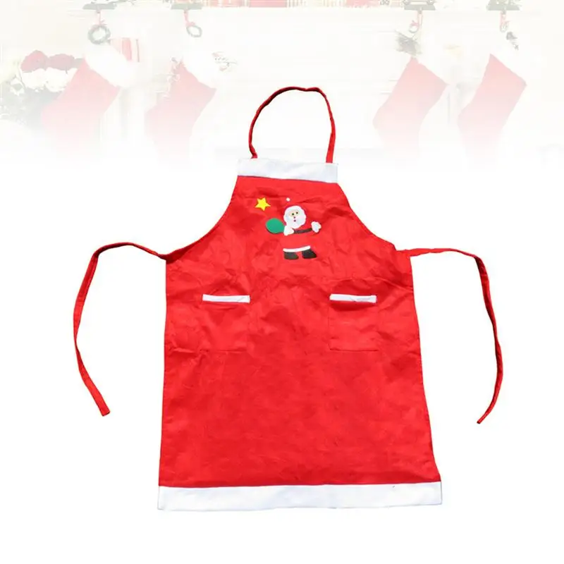 Christmas Aprons Non-woven Fabrics Printed Aprons Washable Durable for Waiter Server(Santa Claus) A35