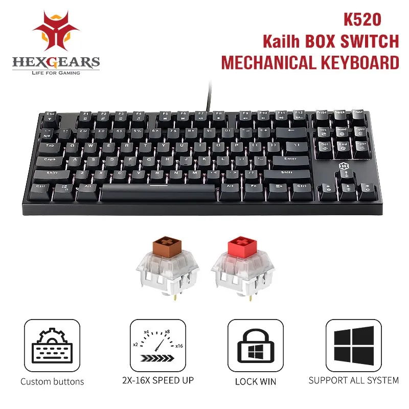 HEXGEARS K520 игровая механическая клавиатура красный/коричневый переключатель 87