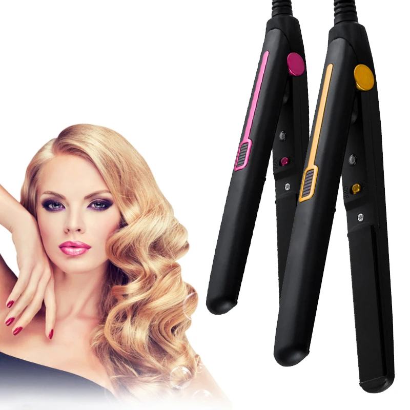 2 in 1 Flat Iron Hair Curling Iron Electro-Ceramic Ion Professional Hair Straightener Fast Heating Mini Hair Styler Tools