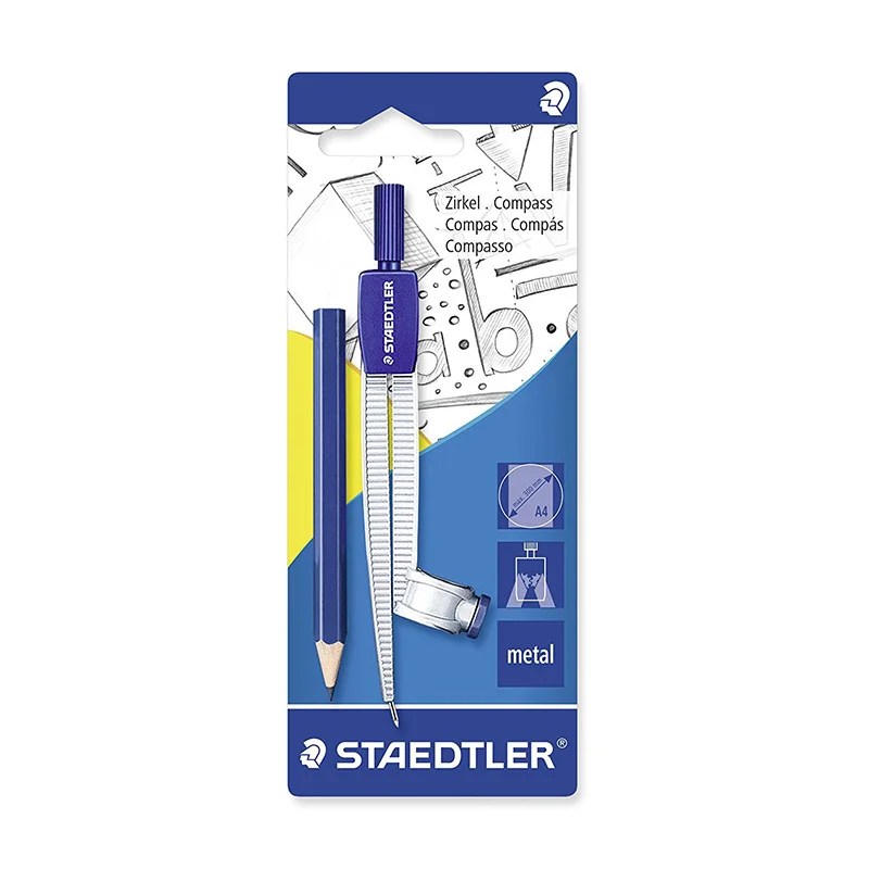 STAEDTLER 550 55BK Drawing Compass for Students with Ruler Stationery