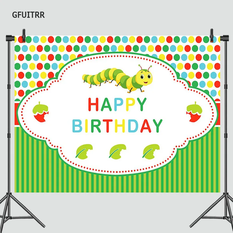 GFUITRR мультфильм голодная гусеница фон для фотосъемки с изображением Детские 1st на