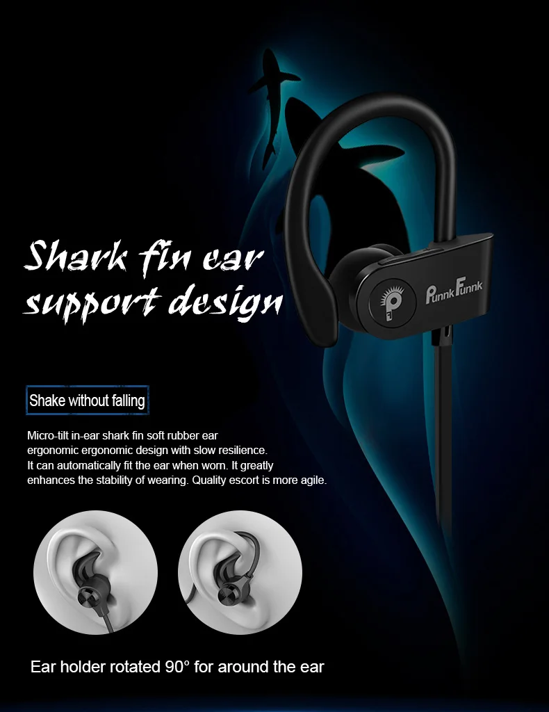 Bluetooth наушники беспроводные наушники Bluetooth 5,0 спортивные водонепроницаемые Ipx4 бас стерео гарнитуры W/Mic PunnkFunnk телефон наушники