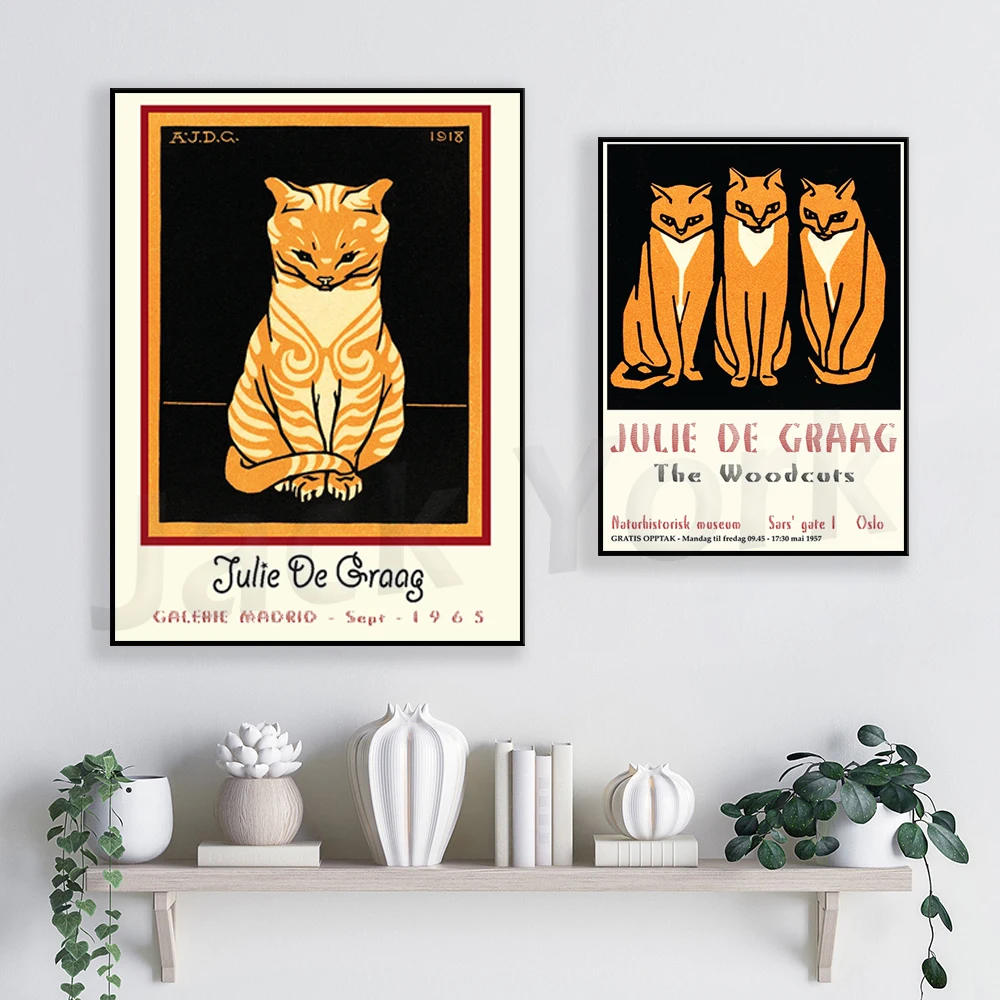 

JULIE DE GRAGG 1965,Cat Poster,FIne Art Poster,Gallery Poster,Exhibition Poster