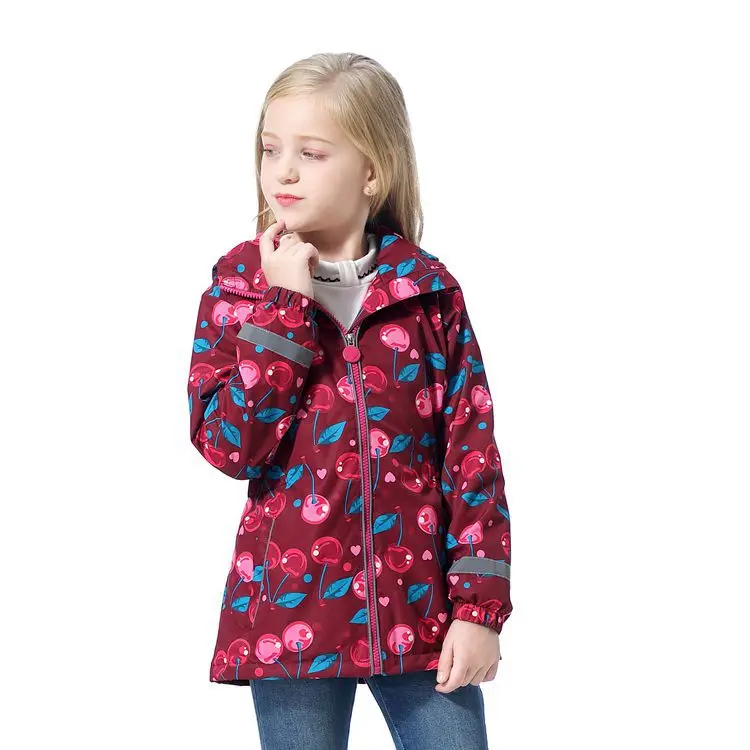 Водонепроницаемое модное флисовое Детское пальто с капюшоном и принтом куртки для маленьких девочек Детская верхняя одежда детская одежда на рост 98-152 см