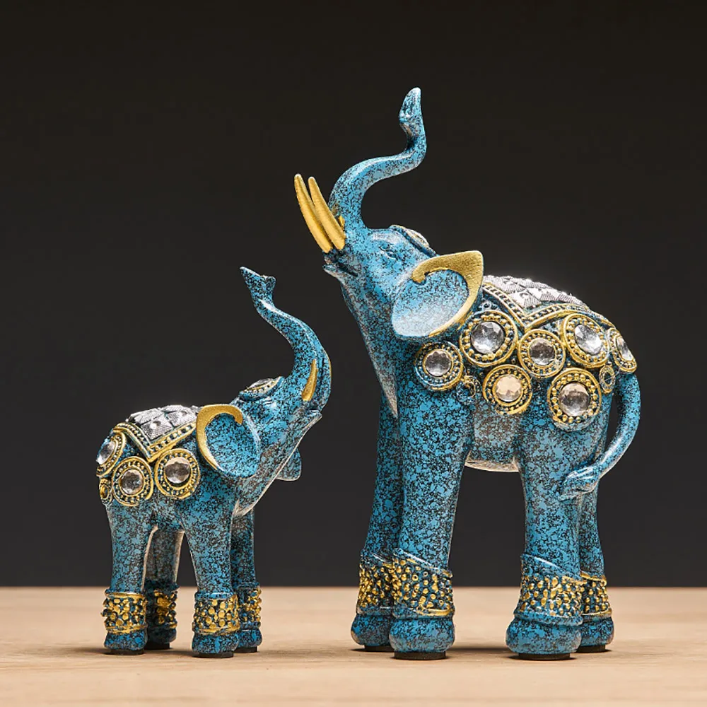 Creative Resin Animal Model Statue Home Decoration Accessories India Style Elephant Figurine Office Desk Decorative Wedding Gift