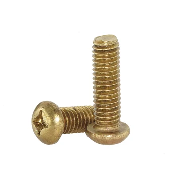 

50pcs M2 Phillips round head copper screws cross pan headel screw mechanical bolts brass machine teeth bolt 4mm-12mm length