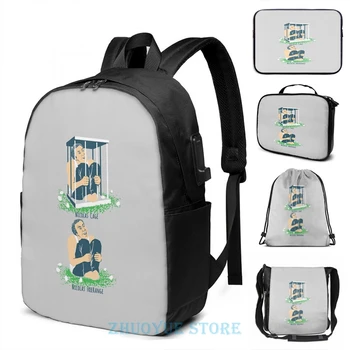 

Nicolas Cage Nicholas Free Range Nic Cage Rage USB Charge Backpack men School bags Women bag Travel laptop bag