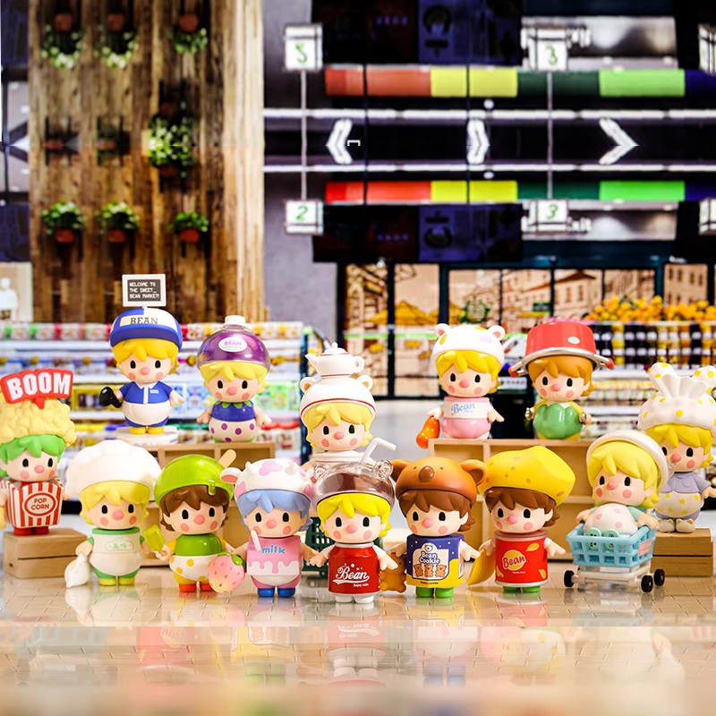 POP MART sweet bean-supermarket Series for whole box Collectible doll Cute Action Kawaii animal toy figures free shipping | Игрушки и