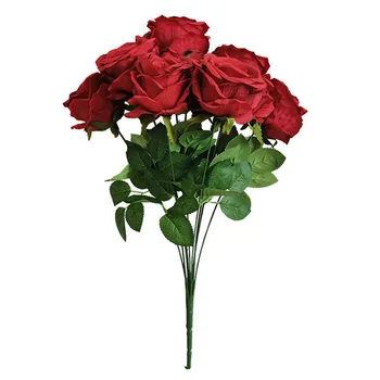 

10 Heads Artificial Rose Bouquet Simulation Floral Decor Home Office Table Centerpiece Fake Rose