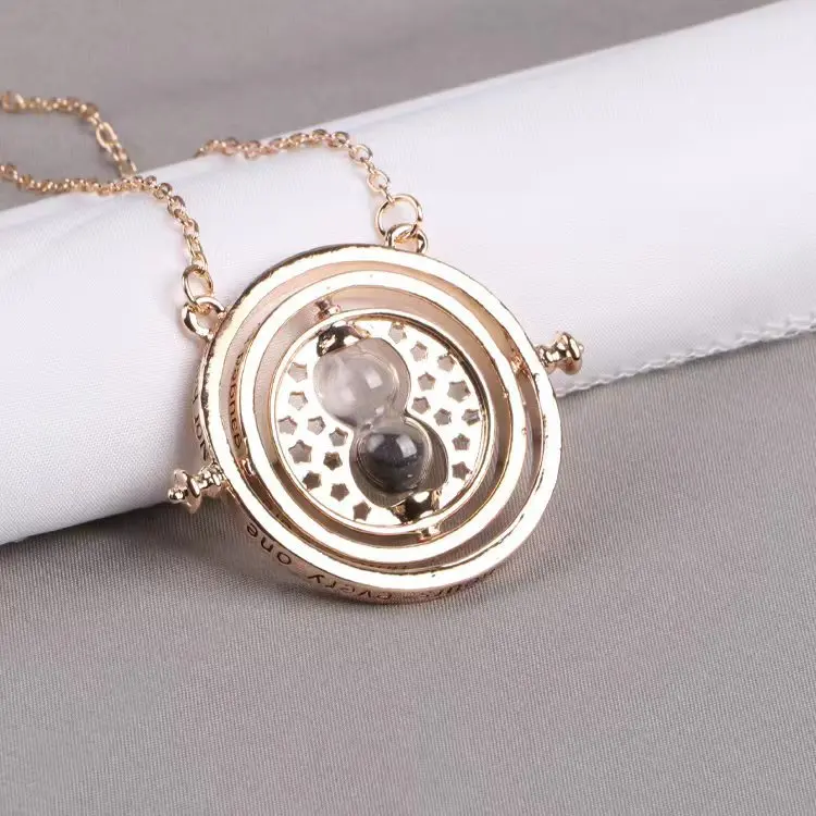 Gold Black Ожерелье Time Turner винтажная подвеска с песочными часами Гермиона Грейнджер для женщин и девушек опт и розница - Окраска металла: Gold Black