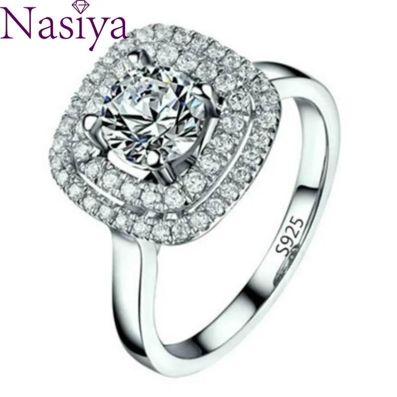 

New Fashion Zircon Engagement Square Rings for Women White Zircon Cubic Elegant Ring Female Wedding Jewerly