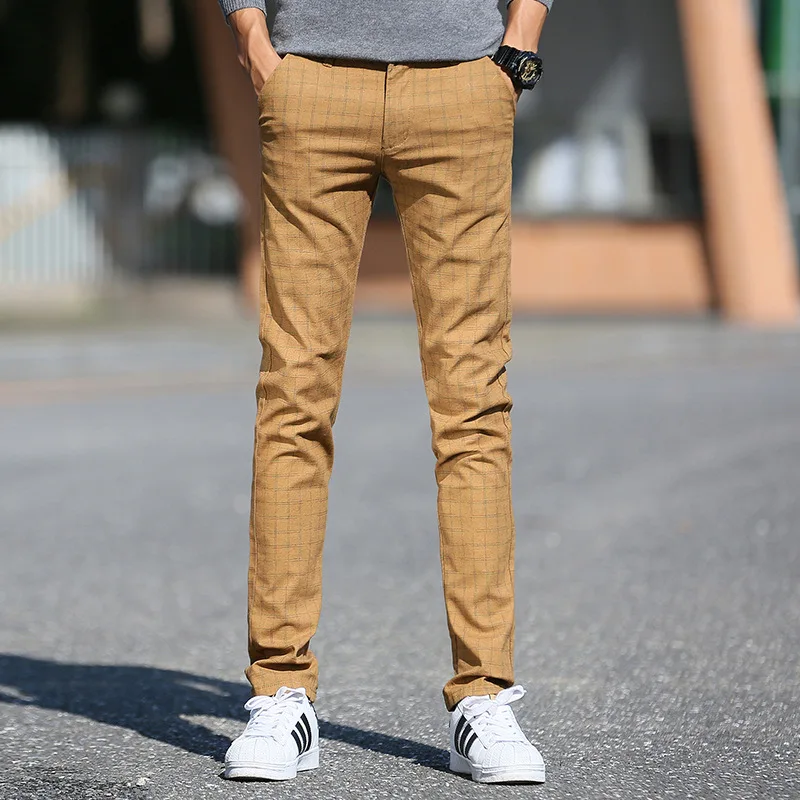 Для Мужчин's повседневные штаны для стройных городская мода тренд небольшая эластичность брючин брюки широкие прямые брюки больших Размеры Мужская одежда - Цвет: brown