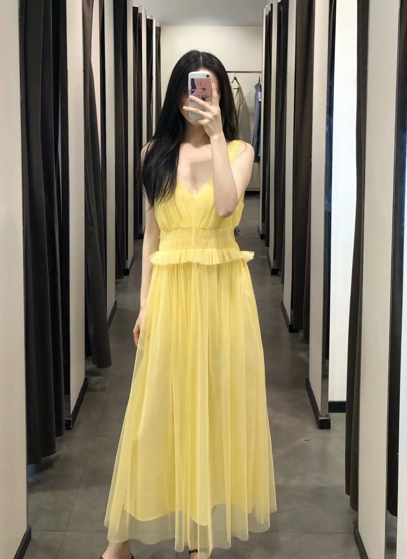 

2019 Summer New Style WOMEN'S Dress Western Style Elegant xing gan qun Laminated Decoration Silk Net Dress 0881122