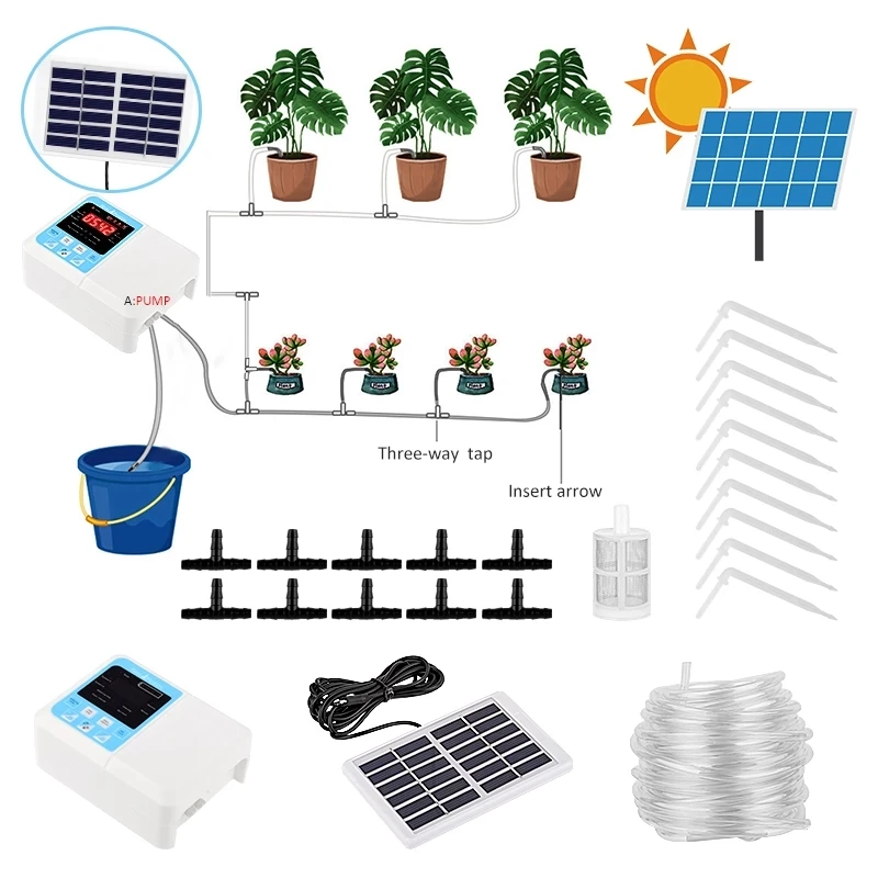 Intelligent Automatic Watering Pump Plant Drip Irrigation System Garden Device Solar Energy Potted Water Timer | Дом и сад