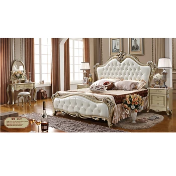

Luxury Design Gold Leaf Carving King Size Bed