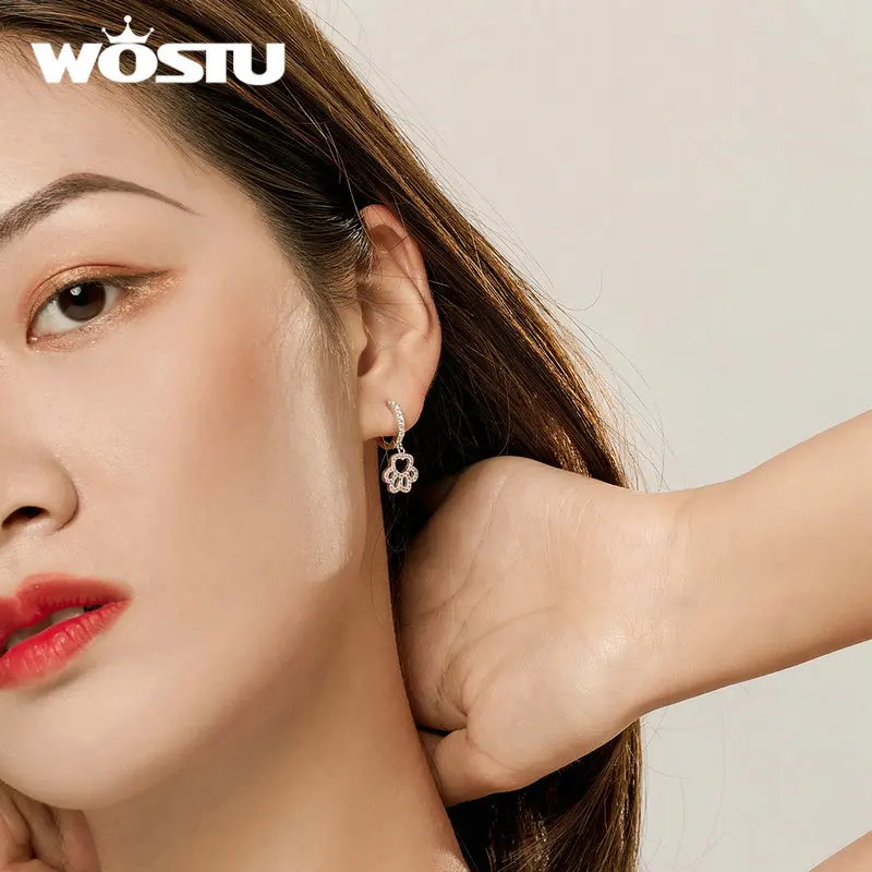 Boucles D'oreilles Patte De Chien En Argent Sterling 925 Véritable Pour Femmes, Joli Chat Sur Lune, Mode Chaton, Piercing, Bijoux, Clous D'animaux, Cadeau