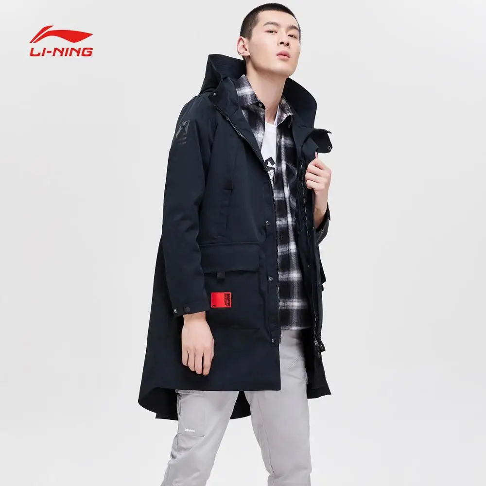 Li-Ning Мужская баскетбольная серия BAD FIVE, Длинная ветровка с капюшоном, свободный крой, подкладка из полиэстера, спортивные куртки AFDP041 CJFM19