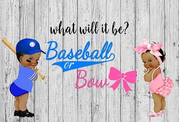 

7x5FT Gender Reveal Baby Shower Blue Boy Baseball Pink Girl Bow Custom Photo Studio Backdrops Backgrounds Vinyl 220cm x 150cm