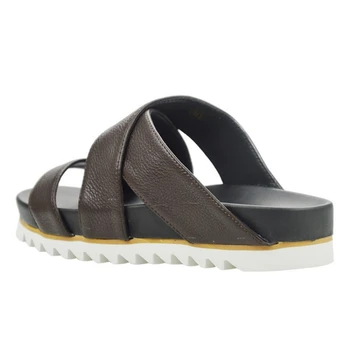 

Quality Men Platform Top Real Leather Slippers Summer Beach Flip Flops Sandalias Height Increasing Hollow Indoor Outdoor Sandals