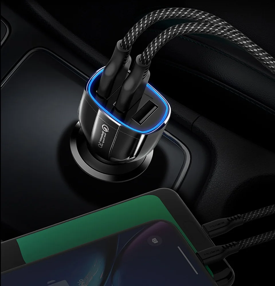 NOHON 3 порта USB Автомобильное зарядное устройство 5V 3.5A QC3.0 Быстрая зарядка тройные