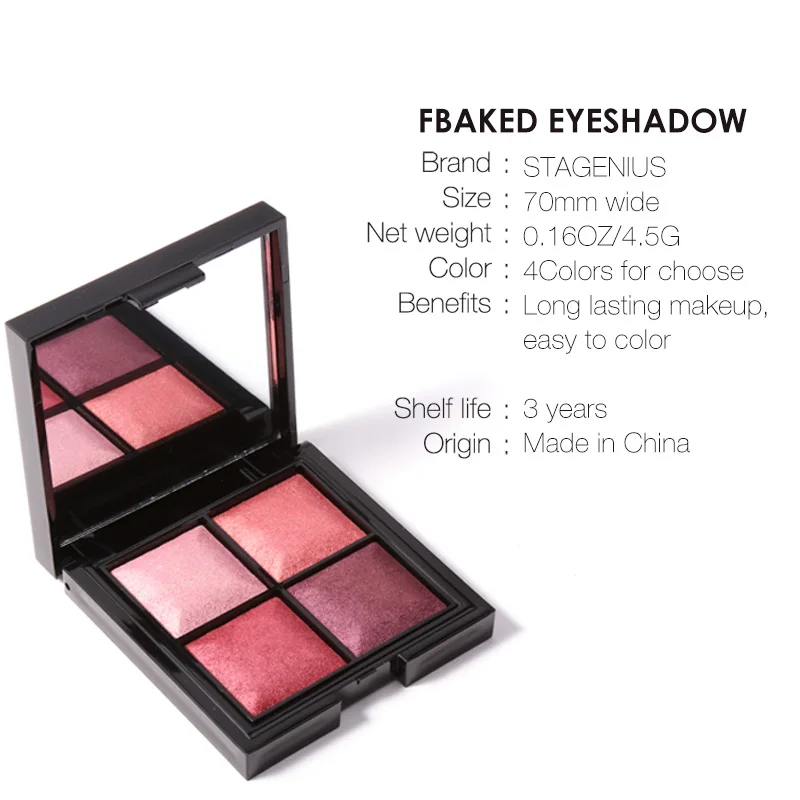 STAGENIUS 4 colors Glitter Eyeshadow Natural Professional High Pigment Long Lasting Eye Shadow Palette New Year Eye Makeup