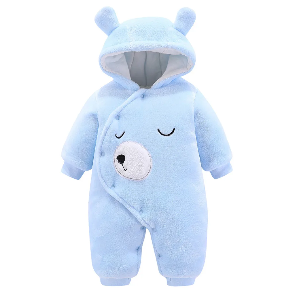 newborn boy toddler costume Infant Baby Boys Girls clothes Long Sleeve Cute Cartoon Rabbit Fleece Hooded Romper Outfits Clothing - Цвет: BU