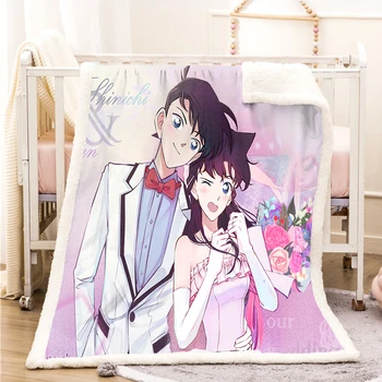 

Detective Conan Funny Character Blanket 3D Print Sherpa Blanket on Bed Home Textiles Dreamlike Style 10