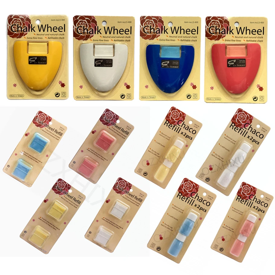 Chalk Wheel Fabric Marker Rosy Red Yellow Blue White Tailor's Chalk Top