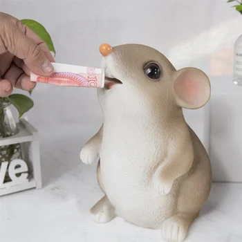 

Year of the Rat Piggy Bank Home Resin Mouse Money Box Crafts Piggy Bank Rat Cash Box Coin Bank Moneybox Coin Box 2020 Mascot
