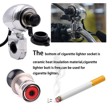 

Motorcycle Handlebar Stainless Steel Power Station Lighter Chrome