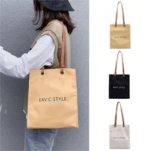 Женская простая ткань сумки многоразовые для бакалейный продуктов высокой емкости хозяйственная сумка Высококачественная ручная Сумочка в сдержанном стиле с буквенным принтом#5