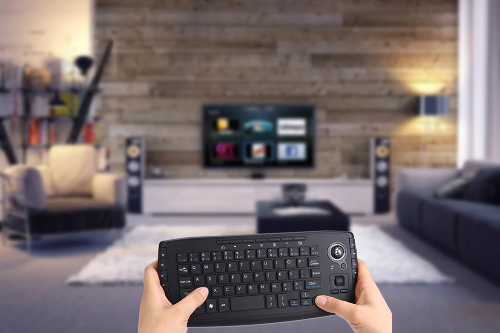Mini Teclado Ergonômico com Trackball, Air Mouse,