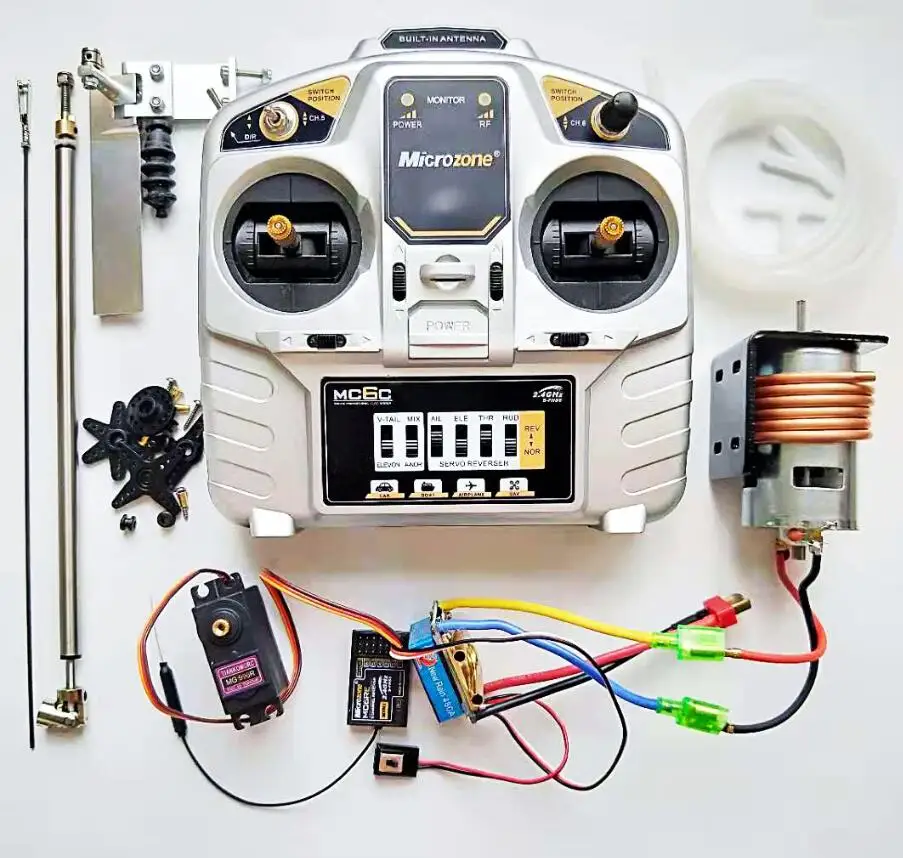 1Set RC Fishing Boat Remote Controller Receiver+775 Motor+Shaft+Propeller+ESC+Servo+Metal Rudder Kit for RC Feeding Boat Model
