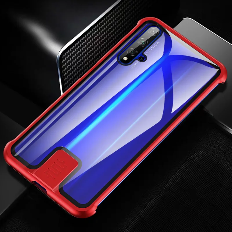 push-pull чехол для huawei mate 20 Pro Nova 5 Honor 20 9H закаленное стекло чехол для телефона s жесткая задняя крышка металлический стеклянный чехол для телефона - Цвет: Red Phone Case