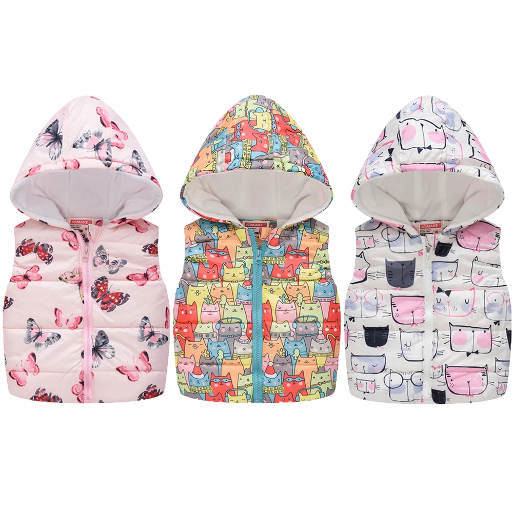 

Warm Girls Hooded Vest Winter Variety Styles Fashion Pattern Vest Jacket For girls Inner layer Velvet outerwear Kids Clothing