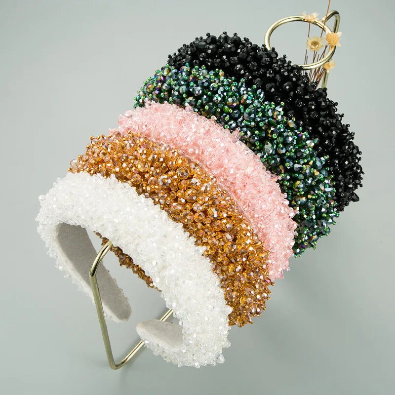 

2021 Womens Baroque Headband Shine Crystal Hairband Colorful Rhinestone Headwrap Hair Band Hoop Headwear Hair Bands Accessory