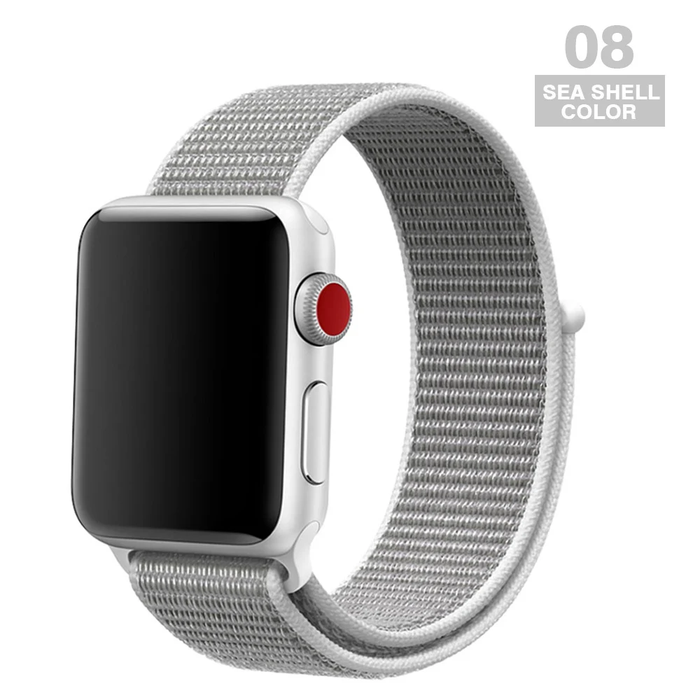 Ремешок для часов Apple серии 4/3/2/1 38 мм 42 мм нейлон дышащий мягкий сменный спортивный ремешок для iwatch, версия series 5 40 мм 44 мм - Цвет ремешка: sea shell color