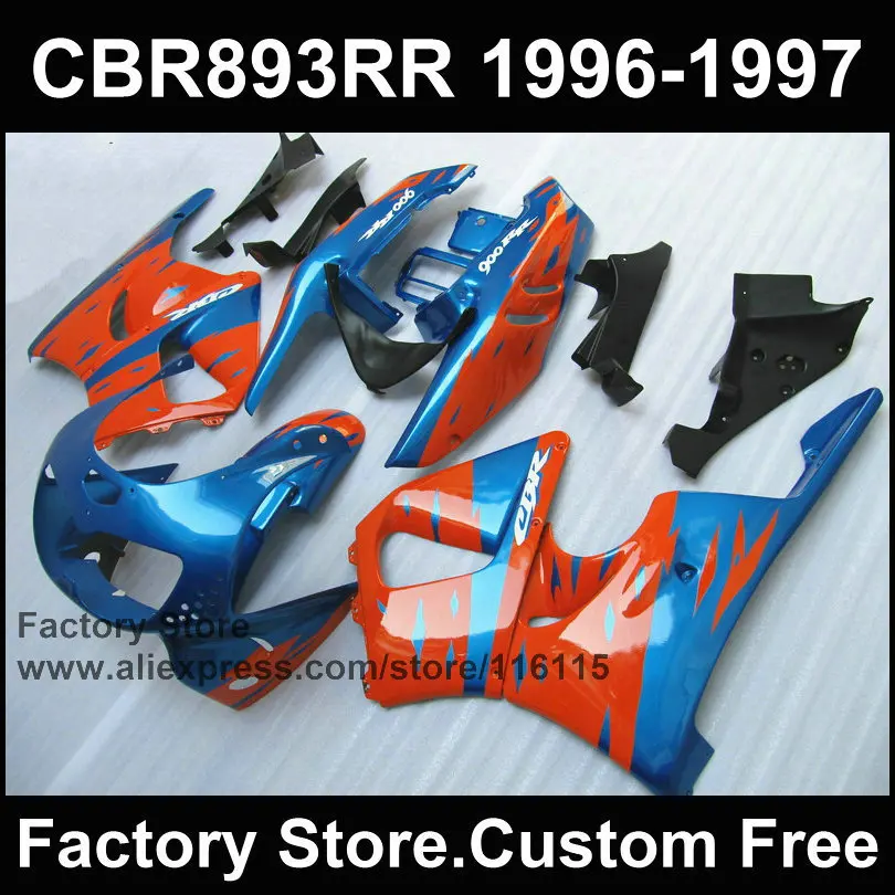 Комплект обтекателей для мотоцикла HONDA CBR900RR 893 96 97 CBR 893RR 1996 1997 Синий Оранжевый заменить CBR 893 Обтекатели части