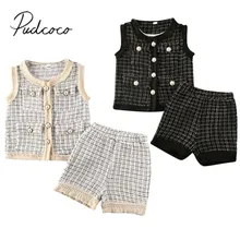Г. Весенне-осенняя одежда для малышей комплект зимней одежды для маленьких девочек, пальто в клетку топ+ укороченные штаны Повседневная модная одежда, От 0 до 6 лет