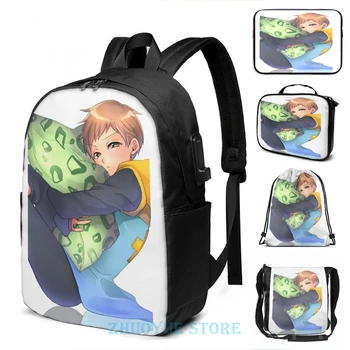 

Funny Graphic print seven deadly sins - king USB Charge Backpack men School bags Women bag Travel laptop bag