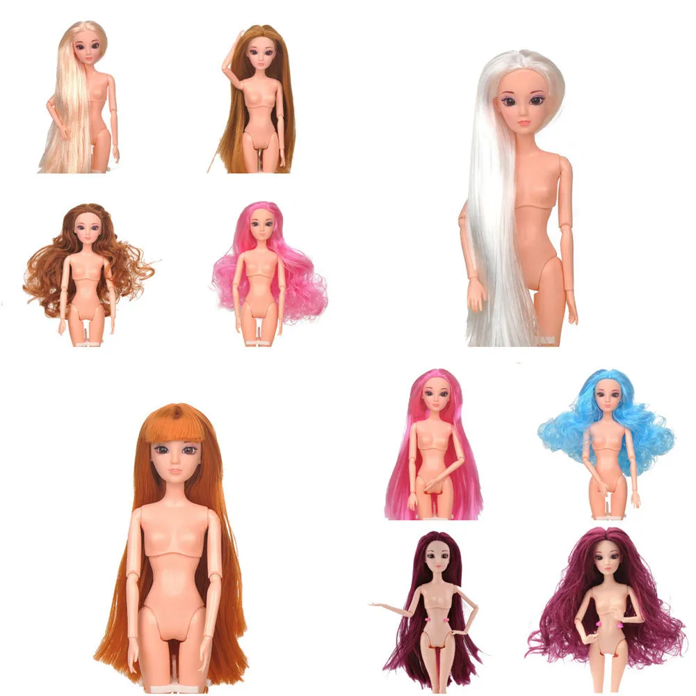 32 см 1/6 BJD кукла 12 подвижные шарнирные 3D глаза прямые и изогнутые мульти-окрашенными волосами, куклы, игрушки для девочек и голая кукла средства ухода за кожей