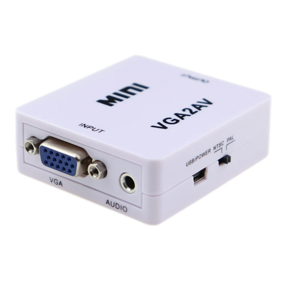  1080P VGA A TV RCA AV Adattatore Convertitore Video VGA2AV CVBS Switch Box con 3.5 millimetri di In