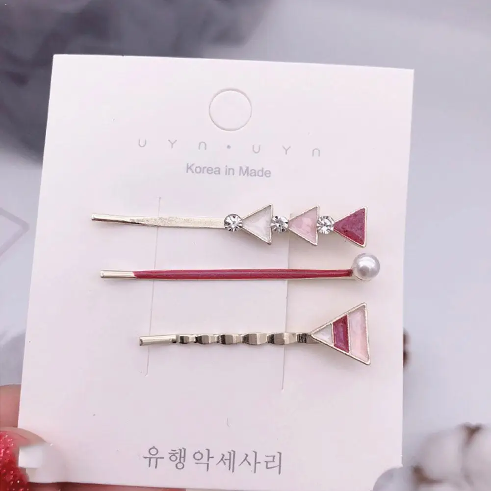 

3pcs/set Drop Oil Star Word Clip Set Geometric Love Shape Five-pointed Hairpin Hair Clip Star Styling Set Round Hair Haircl K9J8