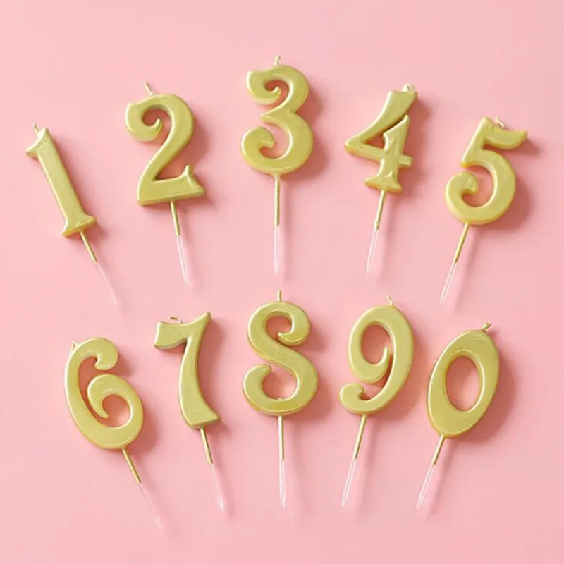 

1pcs Digital Candle 1 2 3 4 5 6 7 8 9 0 Gold Sliver Smokeless birthday candles for cake topper decoration party supplies