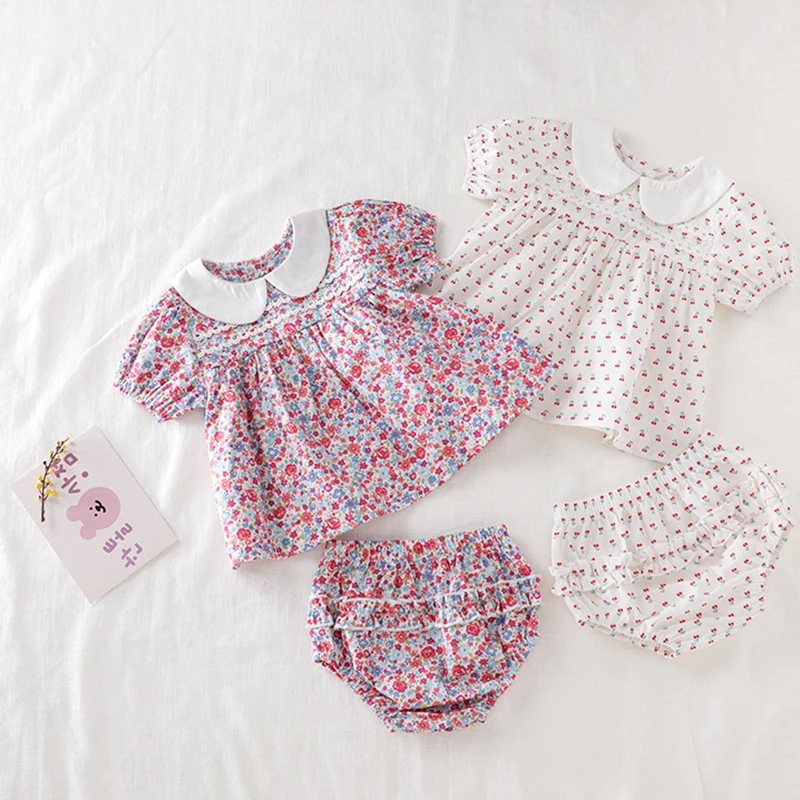 Baby Girls Clothes Set 2021 New Flower T-shirt+PP Shorts Summer Newborn Infant Clothing Suit | Мать и ребенок