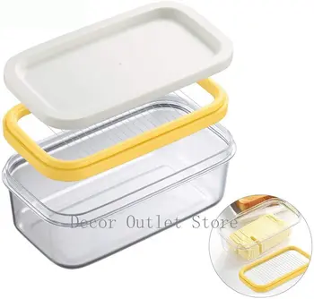 

2pcs Plastic Butter Dish Covered Butter Dish with lid, Plastic Butter Keeper with Cutter for Easy Cutting Small Butter Container