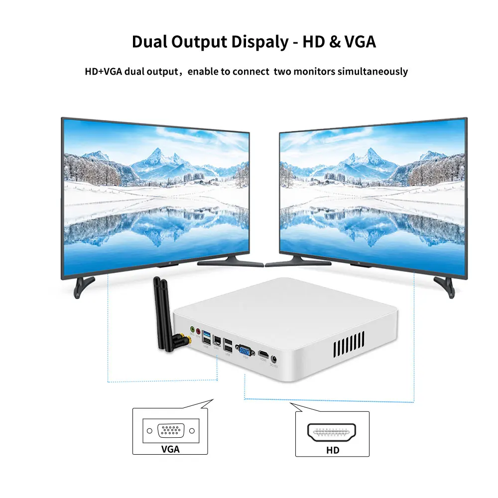 Кулер для мини компьютера Intel Core i7 7500U i5 7200U 4200U 3317U DDR3L Windows 10 Wifi HDMI 6 * USB|fanless mini pc|mini